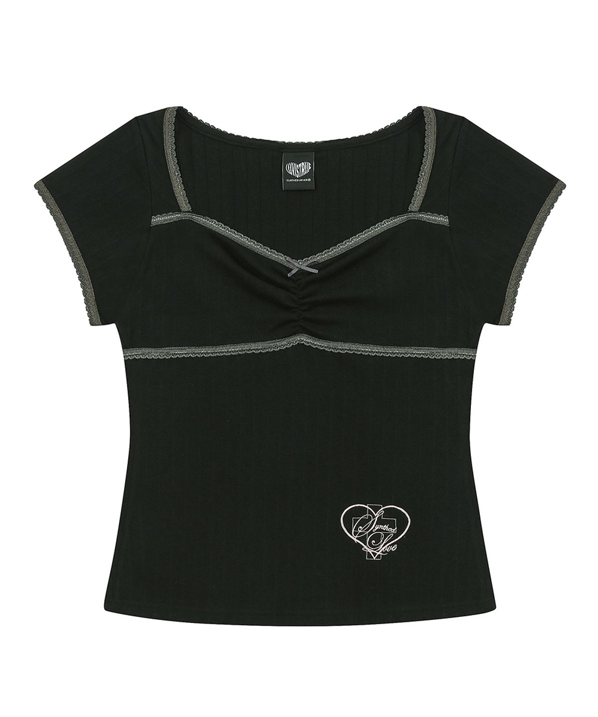 러브이즈트루(LUVISTRUE) SY PUNCHING CAP SLEEVE TEE(BLACK)