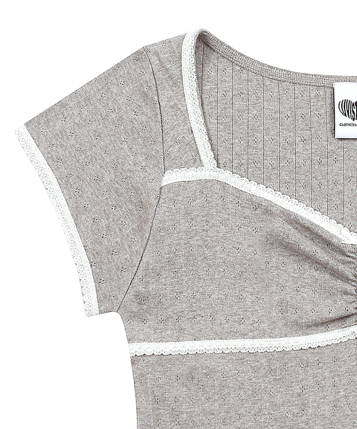 러브이즈트루(LUVISTRUE) SY PUNCHING CAP SLEEVE TEE(GRAY)