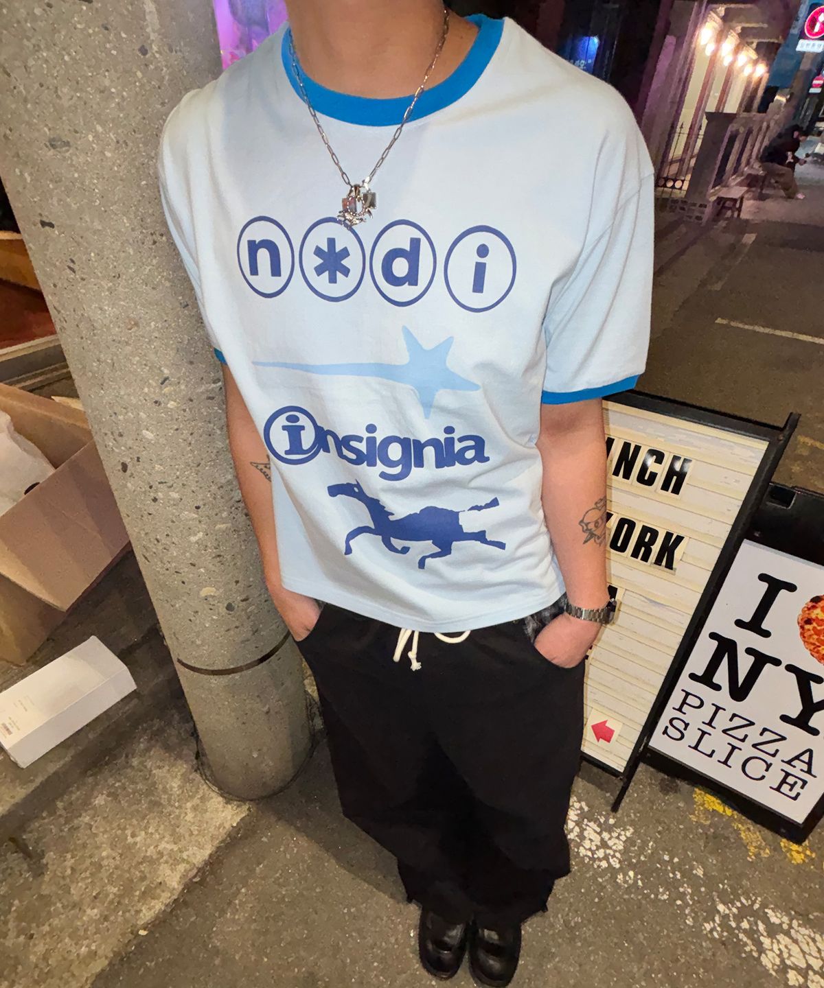 노디(NODI) Insignia Star Ringer crop Tee sky blue
