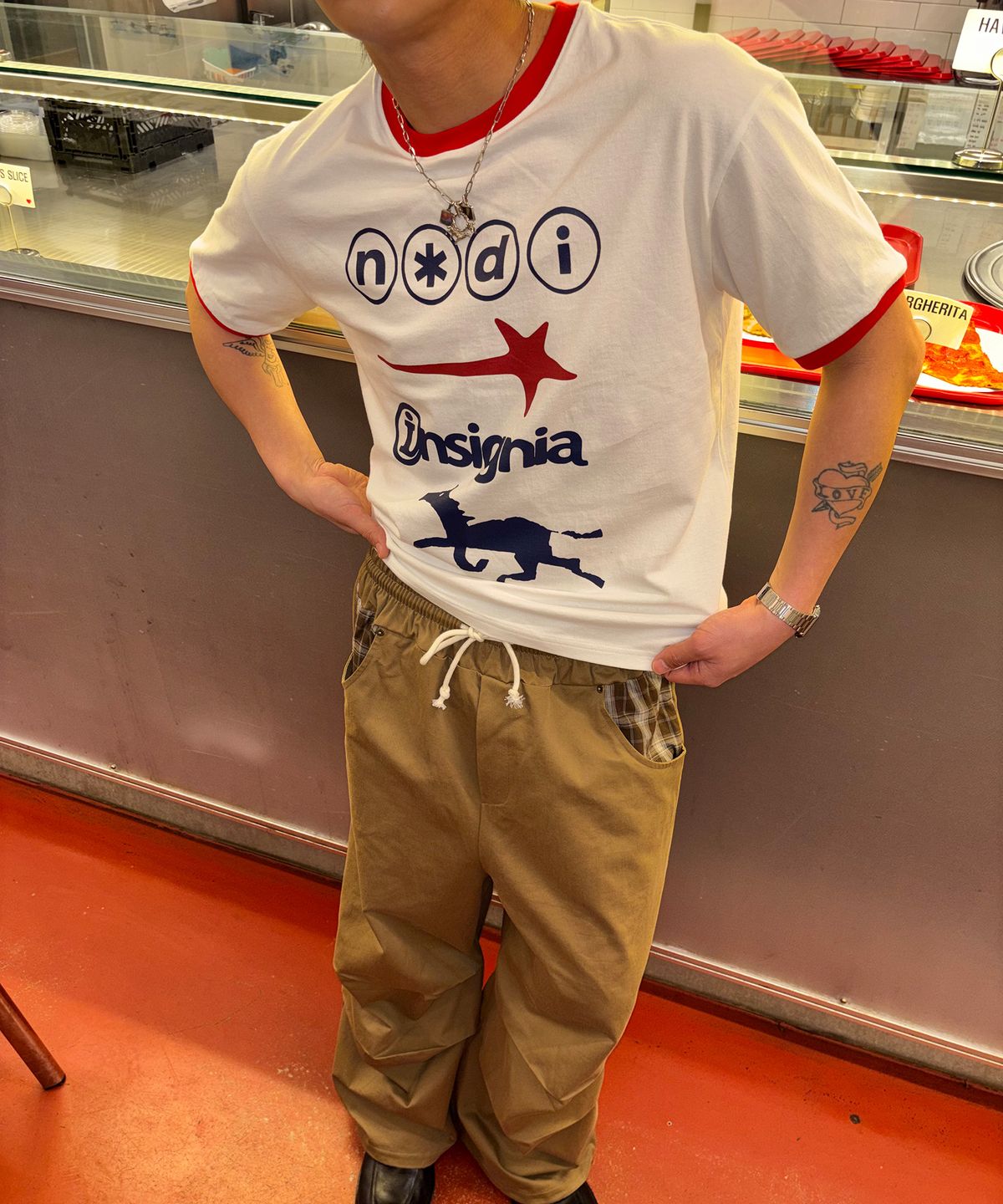노디(NODI) Insignia Star Ringer crop Tee sky blue