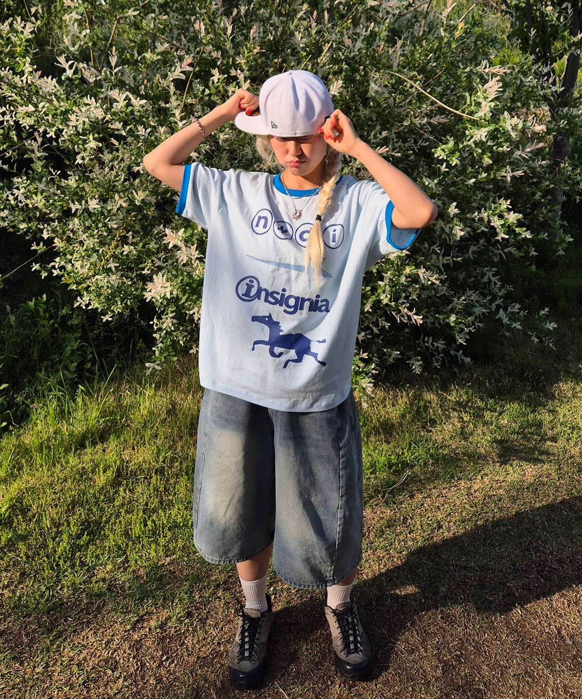 노디(NODI) Insignia Star Ringer crop Tee sky blue