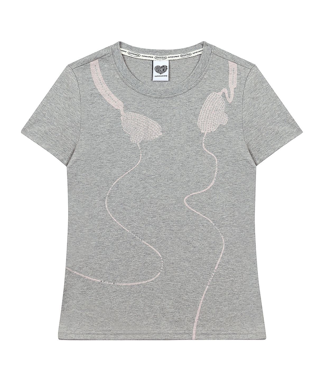 러브이즈트루(LUVISTRUE) SY HEADSET GRAPHIC TEE(GRAY)