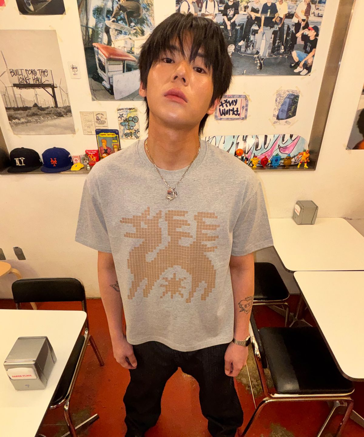 노디(NODI) Final Boss Dragon crop Tee sky blue