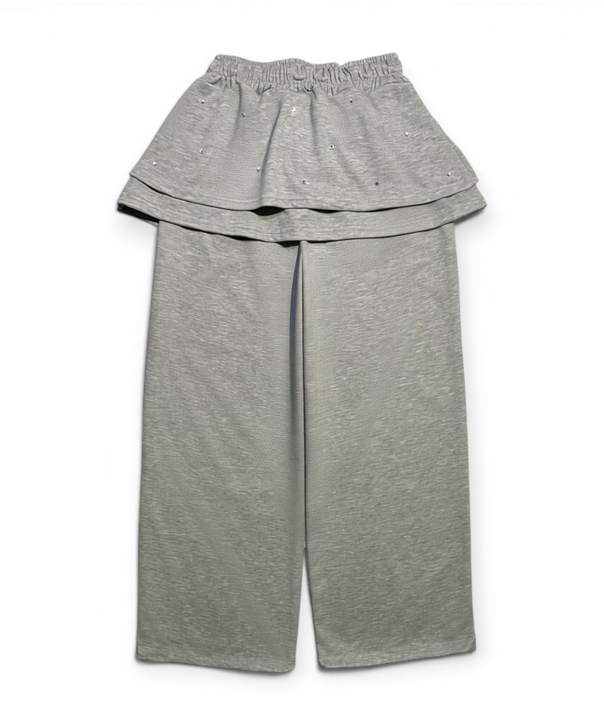 본슬리피(BORN SLIPPY) Crystal Stud Layered Flare Skirt Pants (Melange Gray)