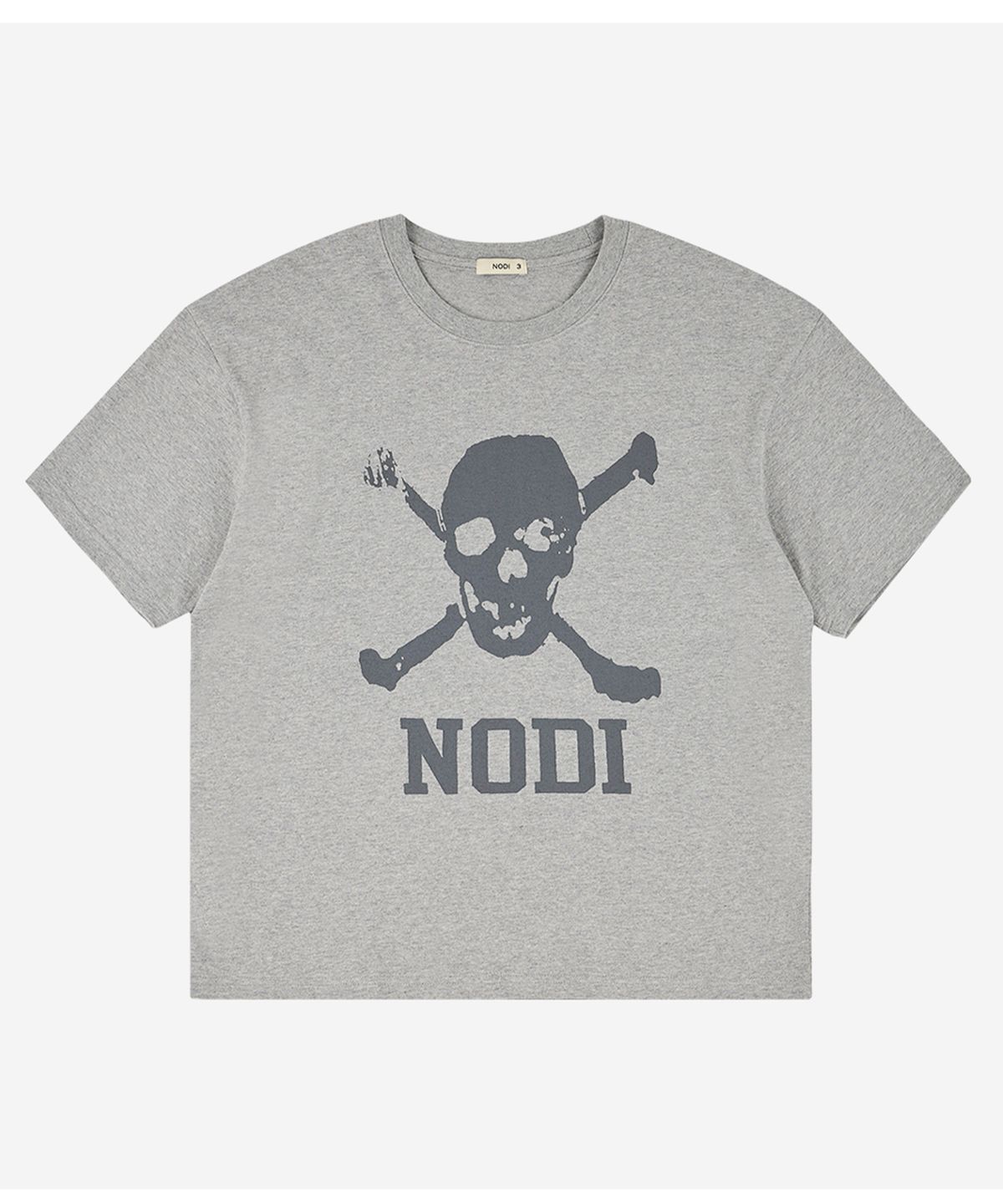 노디(NODI) Trouble Skull Dept crop Tee melange gray
