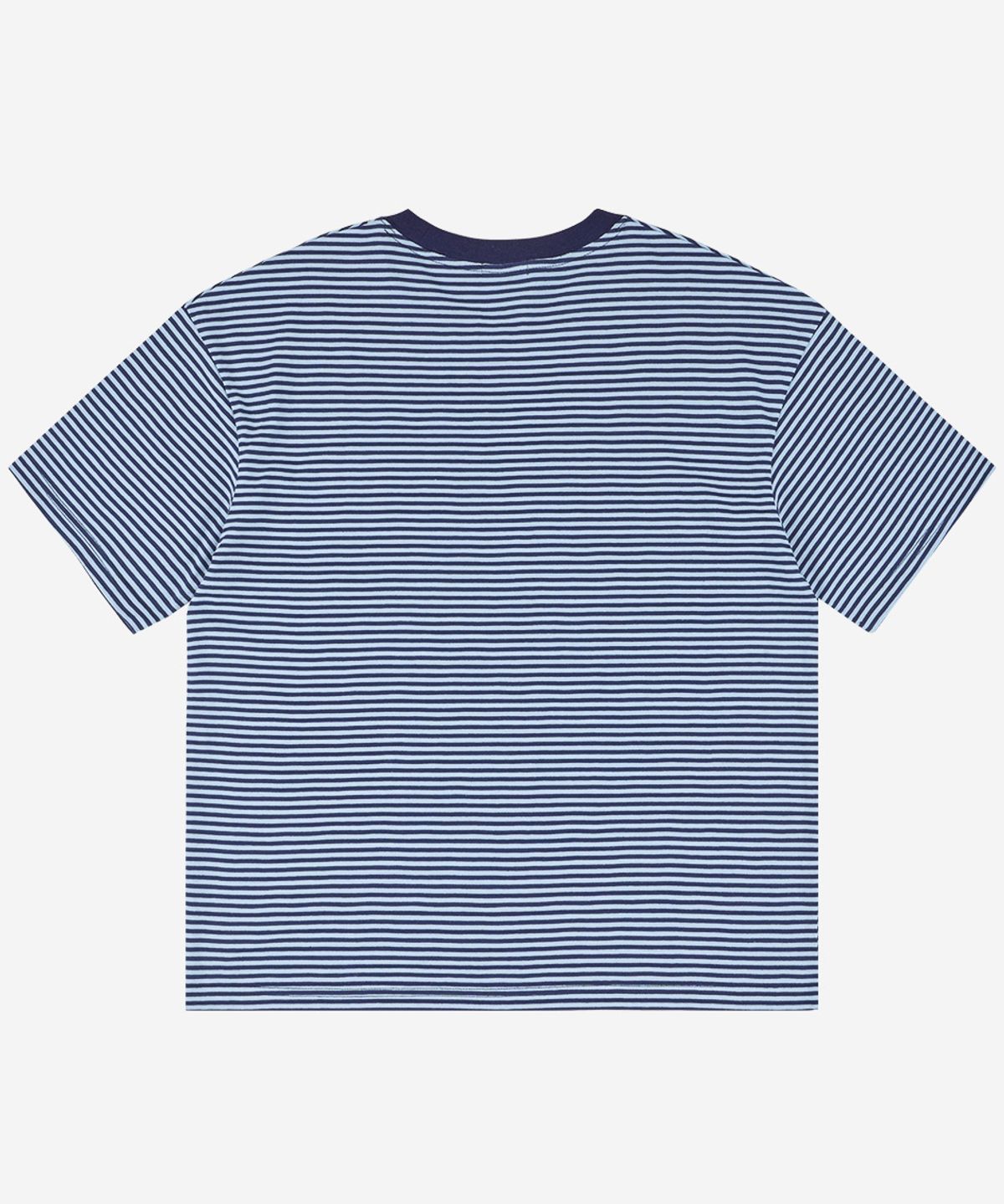 노디(NODI) Trouble Skull Dept stripe crop Tee navy