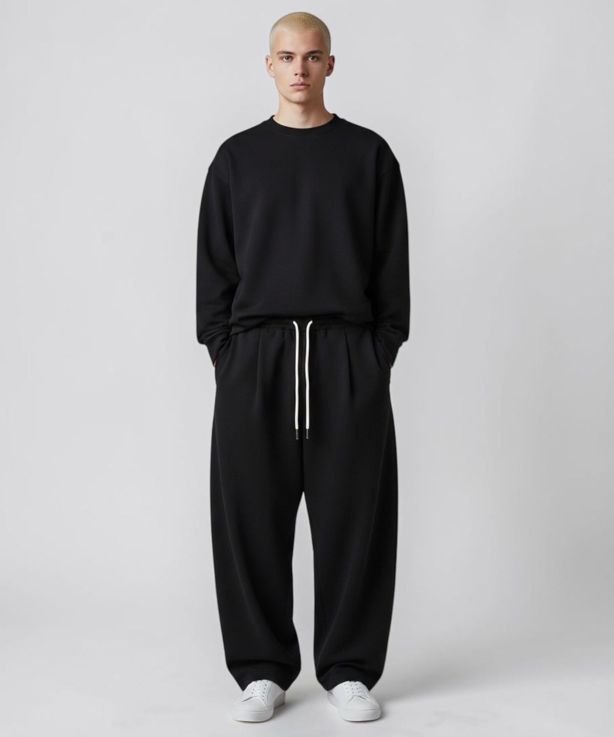 본슬리피(BORN SLIPPY) Soft Linen Relaxed Wide Pants (Black)