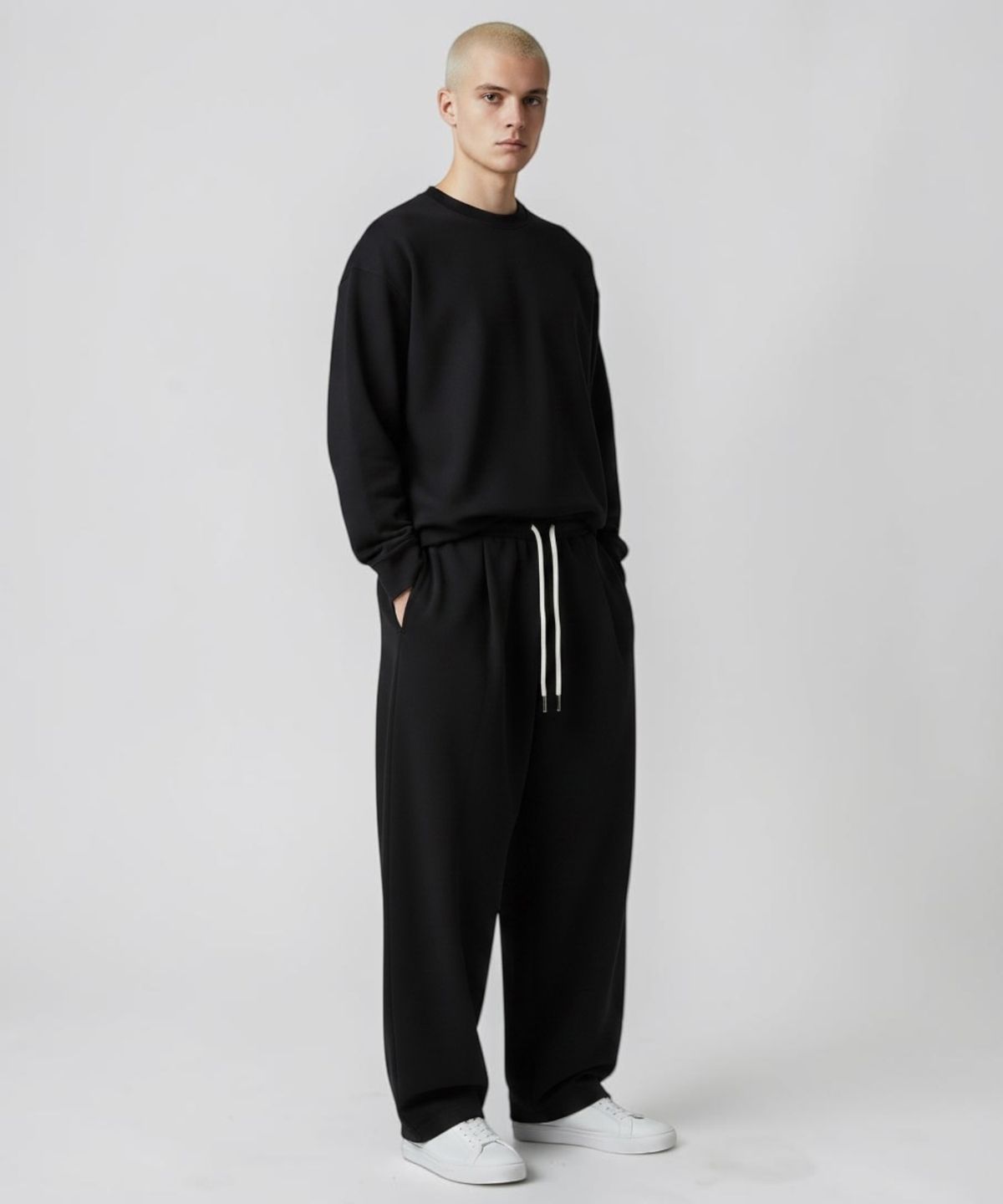 본슬리피(BORN SLIPPY) Soft Linen Relaxed Wide Pants (Black)