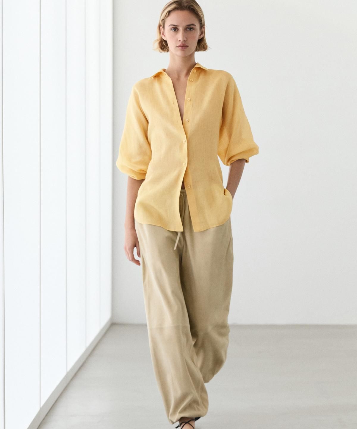 마시모두띠(MASSIMO DUTTI) 100% 라미 플루이드 셔츠