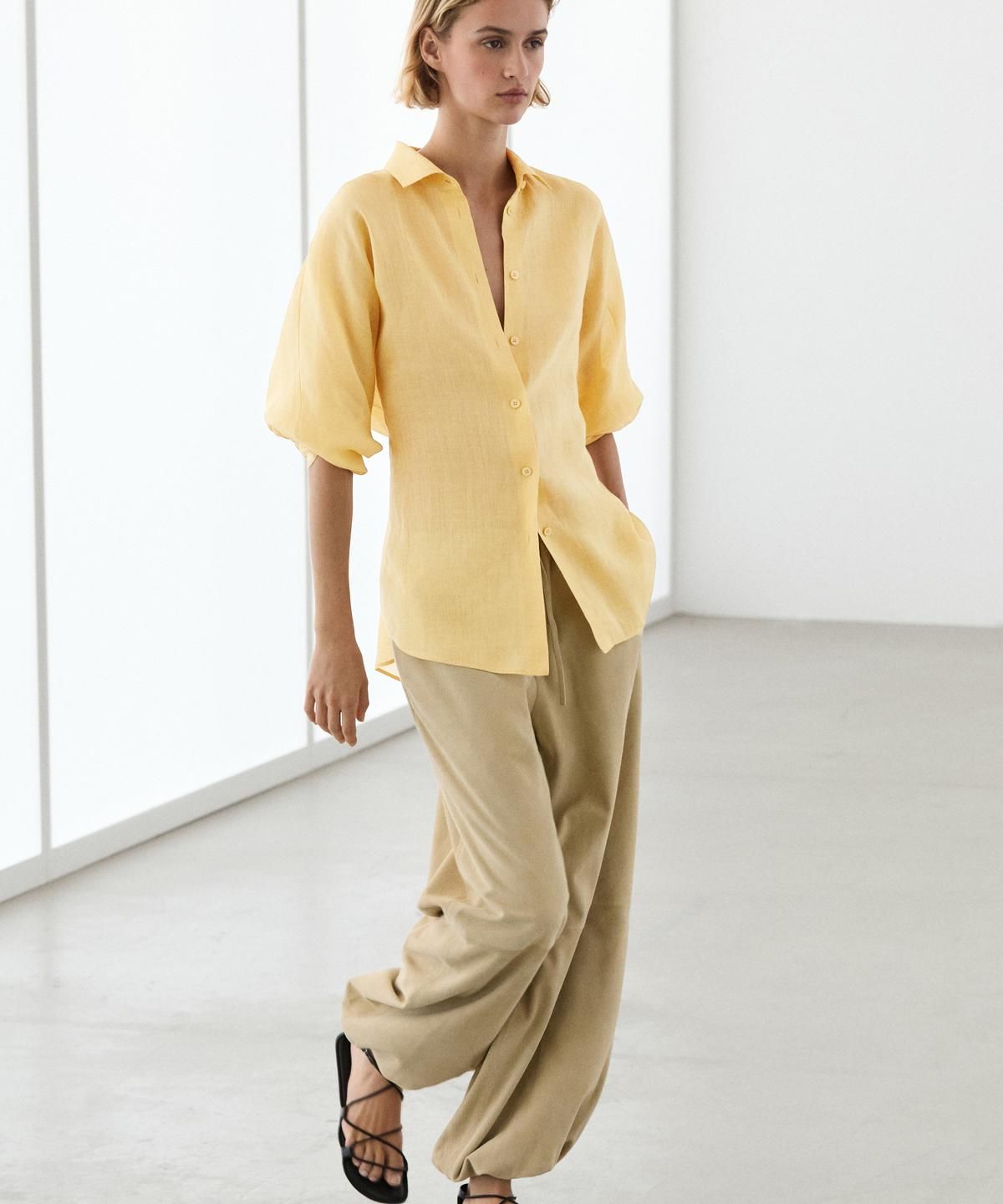 마시모두띠(MASSIMO DUTTI) 100% 라미 플루이드 셔츠