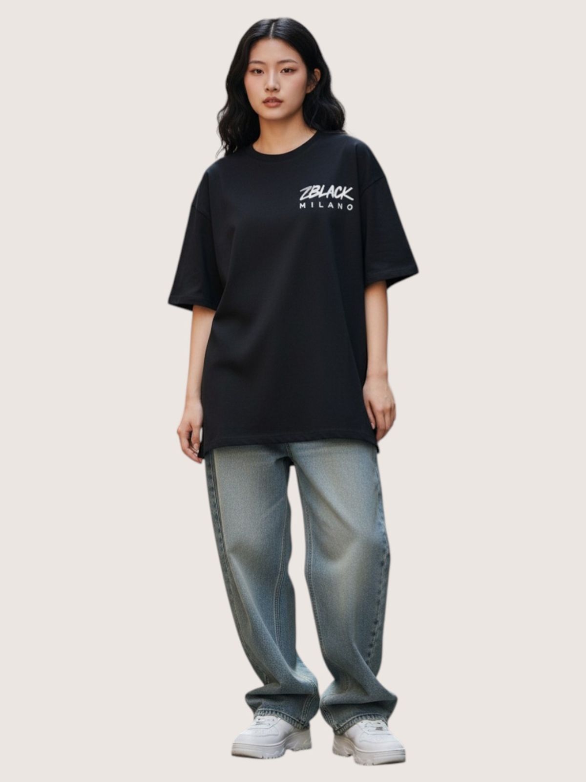 지블랙(ZBLACK) 밀라노 시그니쳐 반팔  티셔츠(BLACK)