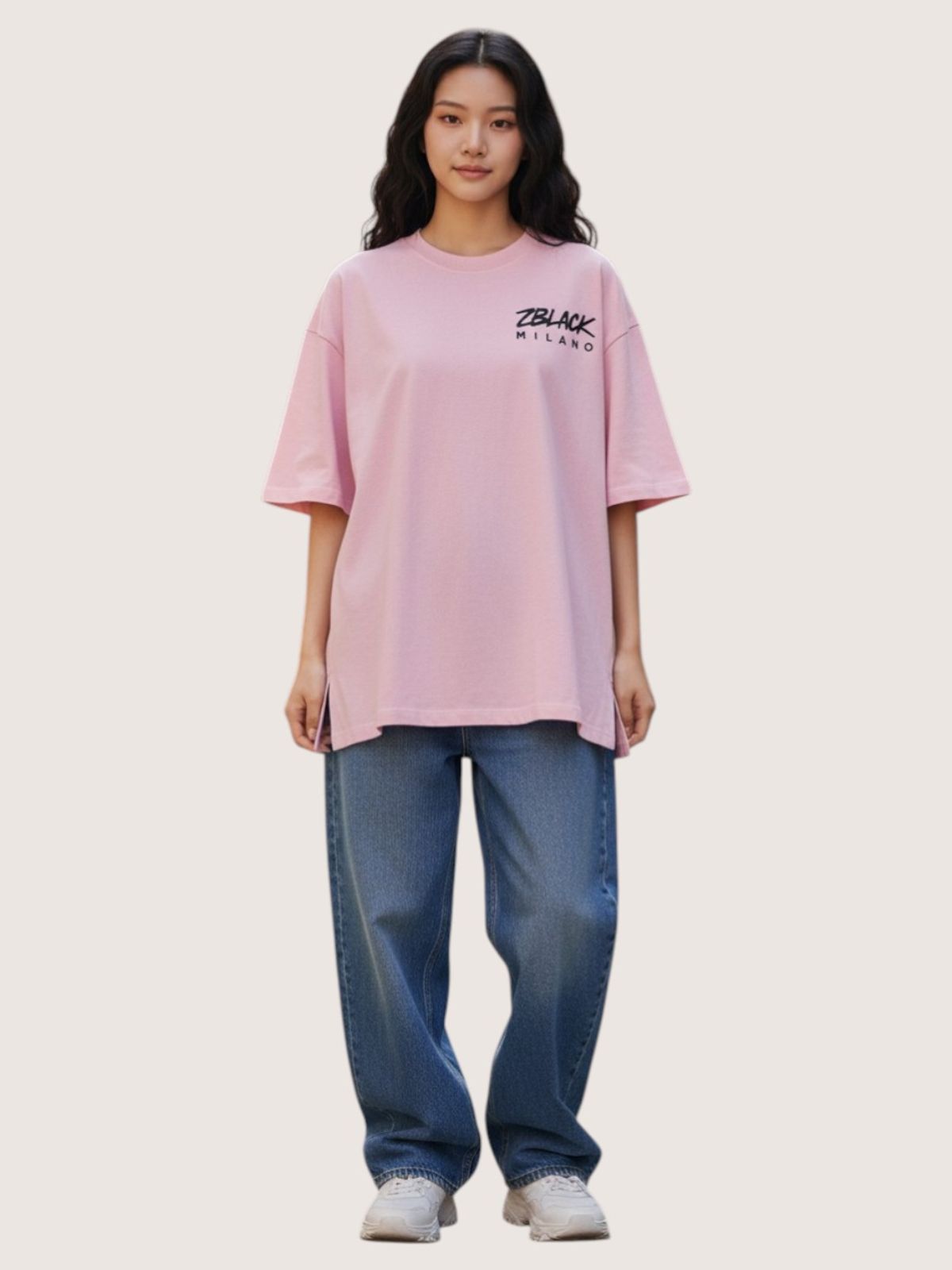지블랙(ZBLACK) 밀라노 시그니쳐 반팔  티셔츠(LIGHT PINK)