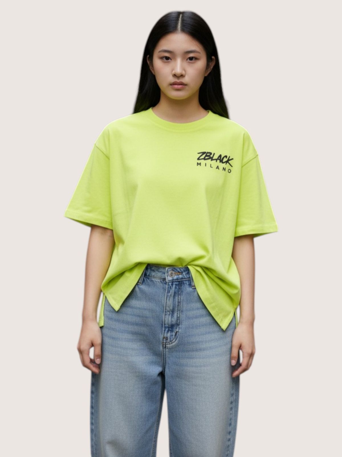 지블랙(ZBLACK) 밀라노 시그니쳐 반팔  티셔츠(NEON YELLOW)