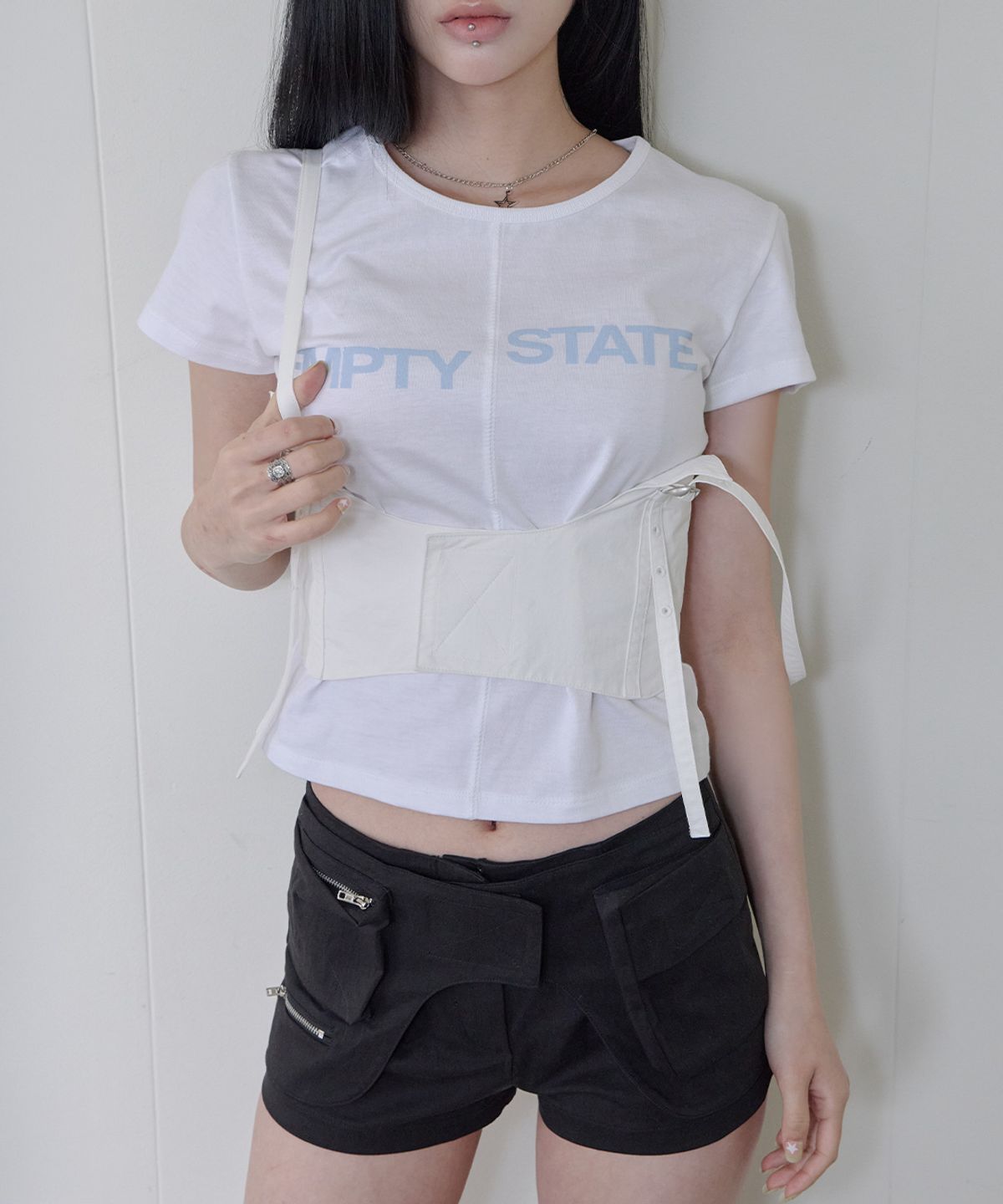 사일프레이(41PRAY) Corset Layered Sleeveless Top / White