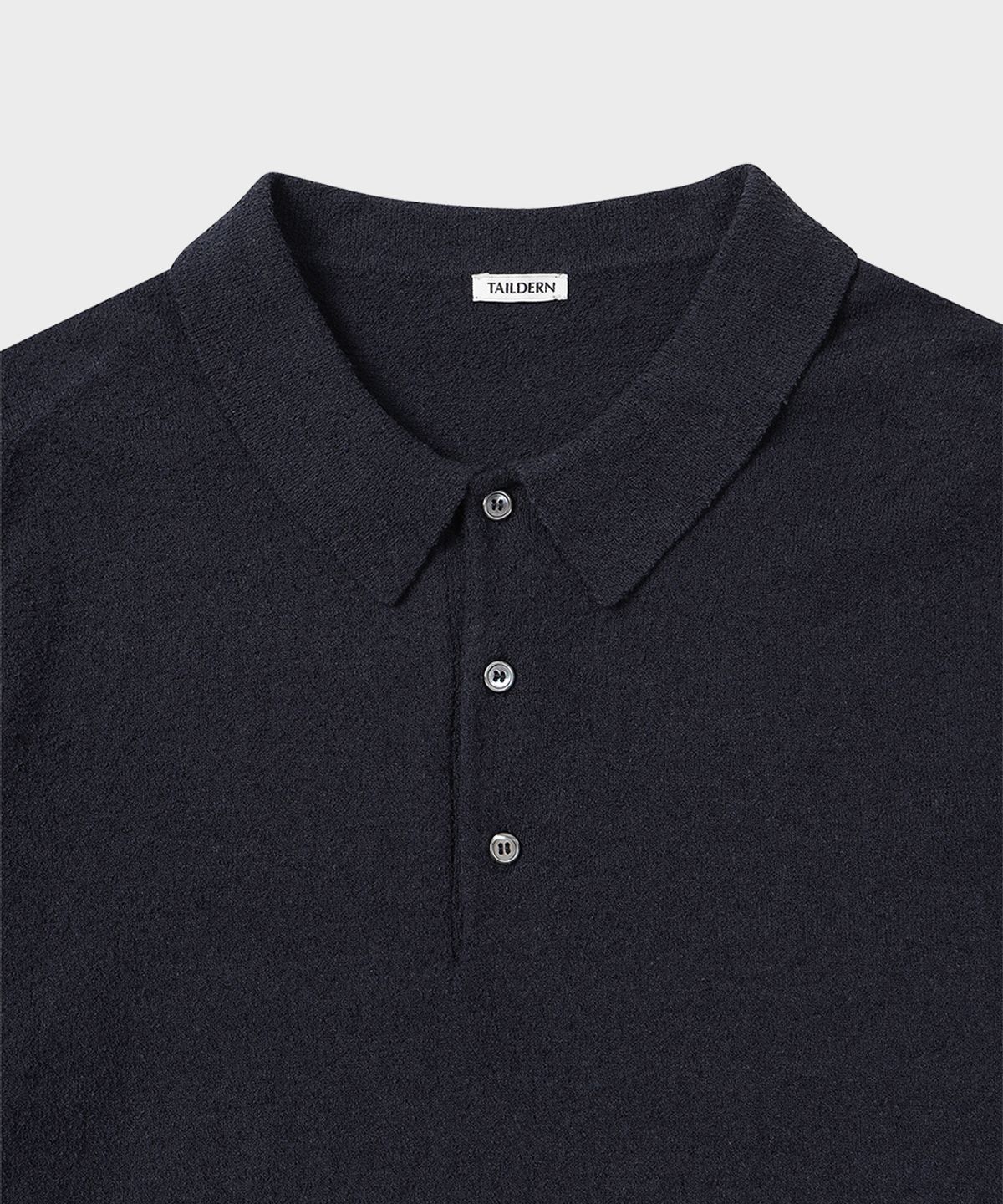 테일던(TAILDERN) Dickie Short Sleeve Boucle Yarn Knit Polo Shirts Navy
