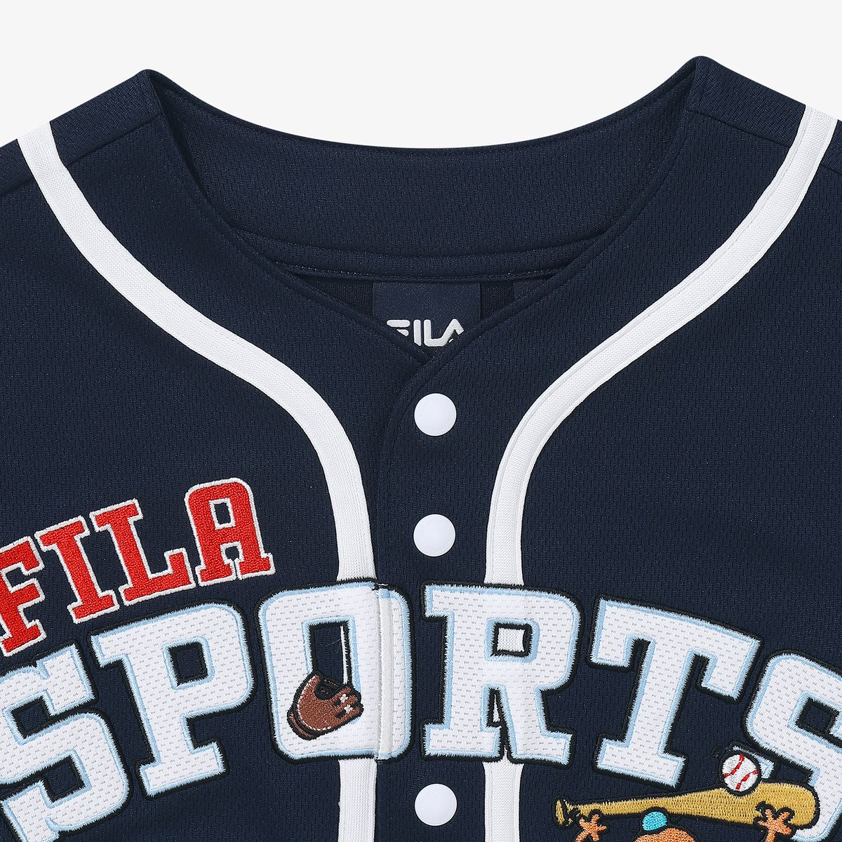 휠라 키즈(FILA KIDS) 미스터맨 리틀미스 자수 야구 셔츠