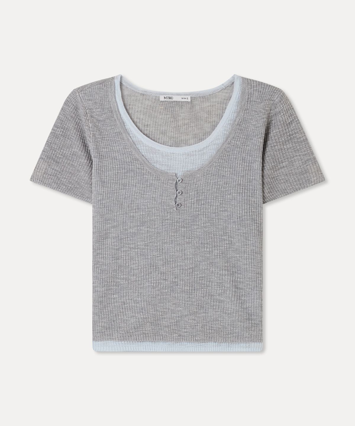 미쏘(MIXXO) 레이어드 반팔 니트_MIWKAG614T