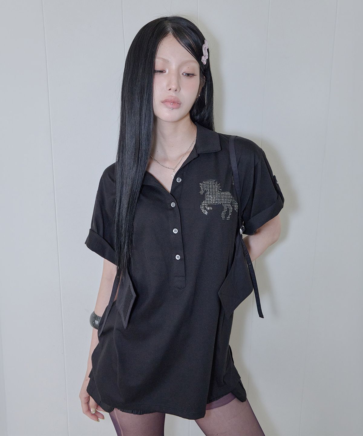 사일프레이(41PRAY) Corset Layered Sleeveless Top / Black