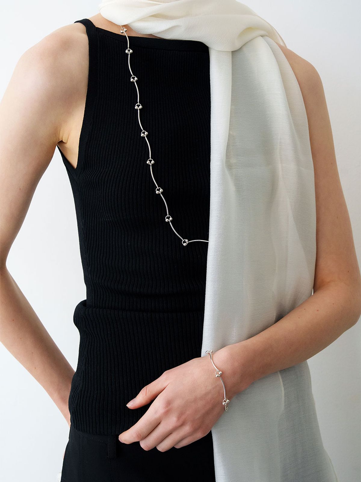 러브미몬스터(LOVE ME MONSTER) Two Ball Link Chain Long Necklace (L261MNK150)