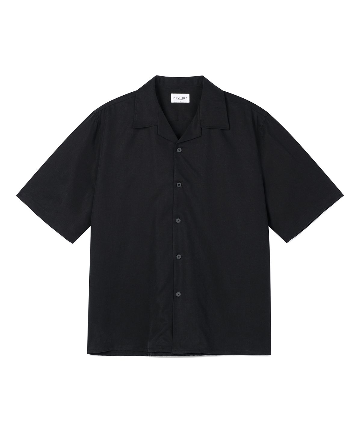 프레리(PRAIRIE) 린넨 오픈카라  반팔 셔츠 (BLACK)