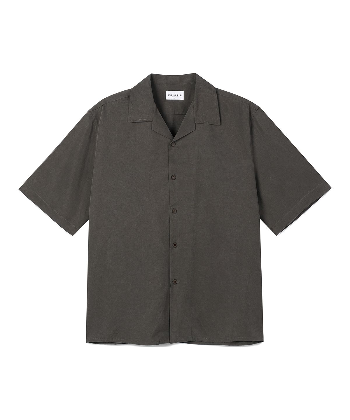 프레리(PRAIRIE) 린넨 오픈카라  반팔 셔츠 (CHARCOAL BROWN)