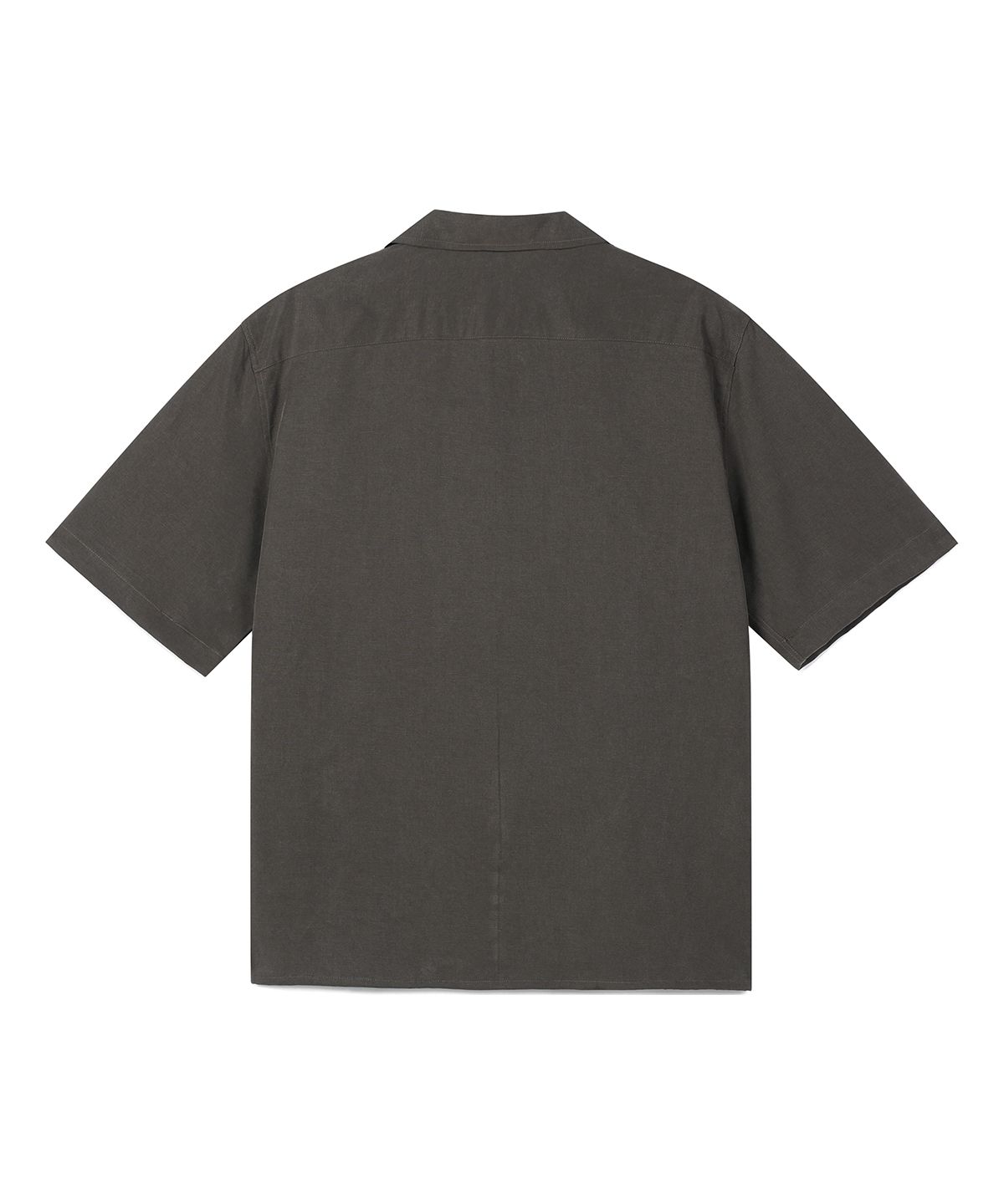프레리(PRAIRIE) 린넨 오픈카라  반팔 셔츠 (CHARCOAL BROWN)