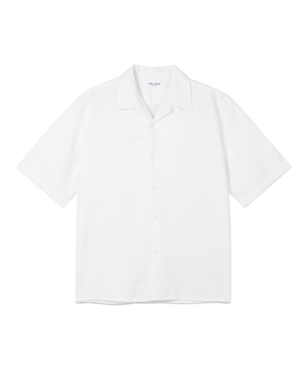 프레리(PRAIRIE) 린넨 오픈카라  반팔 셔츠 (WHITE)