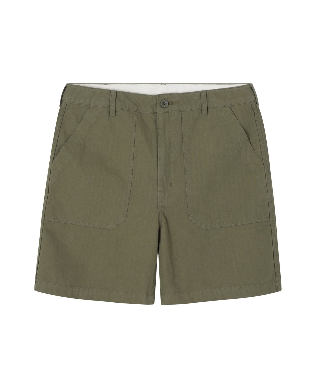 유니버셜 오버롤(UNIVERSAL OVERALL) HERRINGBONE SHORTS KHAKI