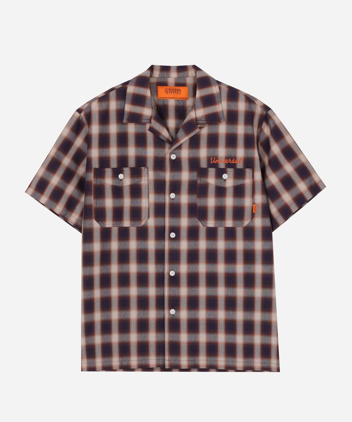 유니버셜 오버롤(UNIVERSAL OVERALL) CHECK OPEN COLLAR SHORT SHIRTS RED