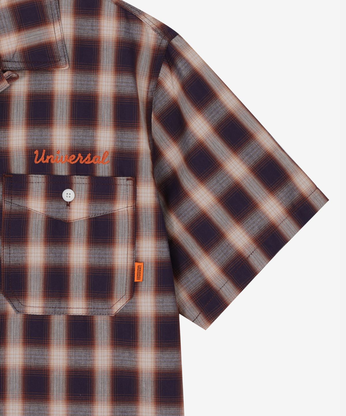 유니버셜 오버롤(UNIVERSAL OVERALL) CHECK OPEN COLLAR SHORT SHIRTS RED
