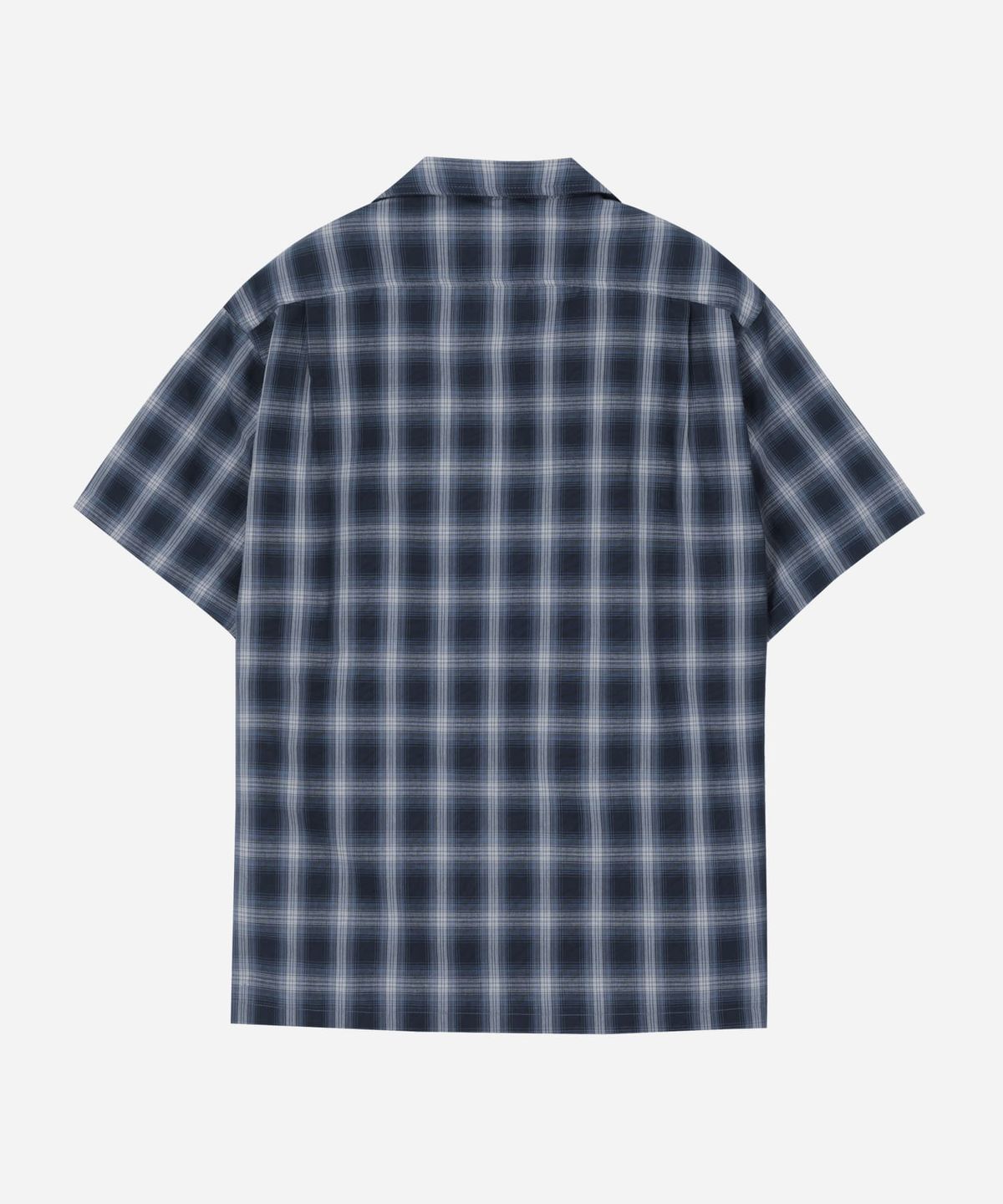 유니버셜 오버롤(UNIVERSAL OVERALL) CHECK OPEN COLLAR SHORT SHIRTS NAVY