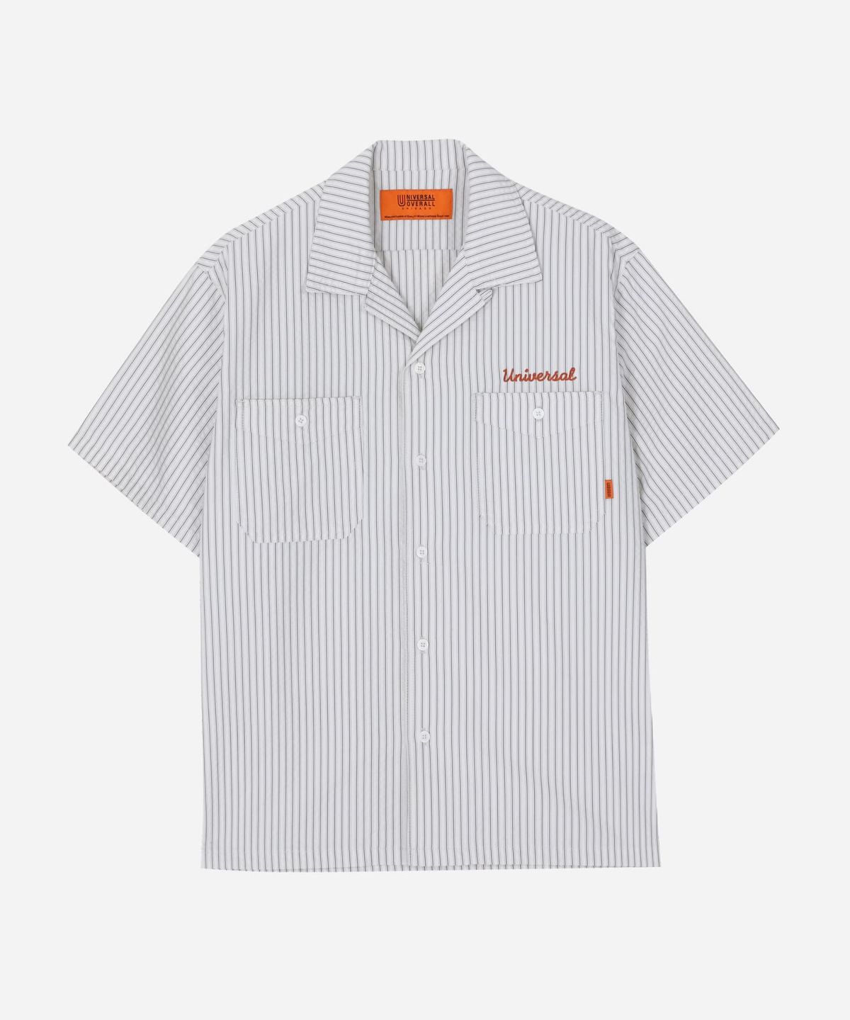 유니버셜 오버롤(UNIVERSAL OVERALL) STRIPE OPEN COLLAR SHORT SHIRTS CREAM