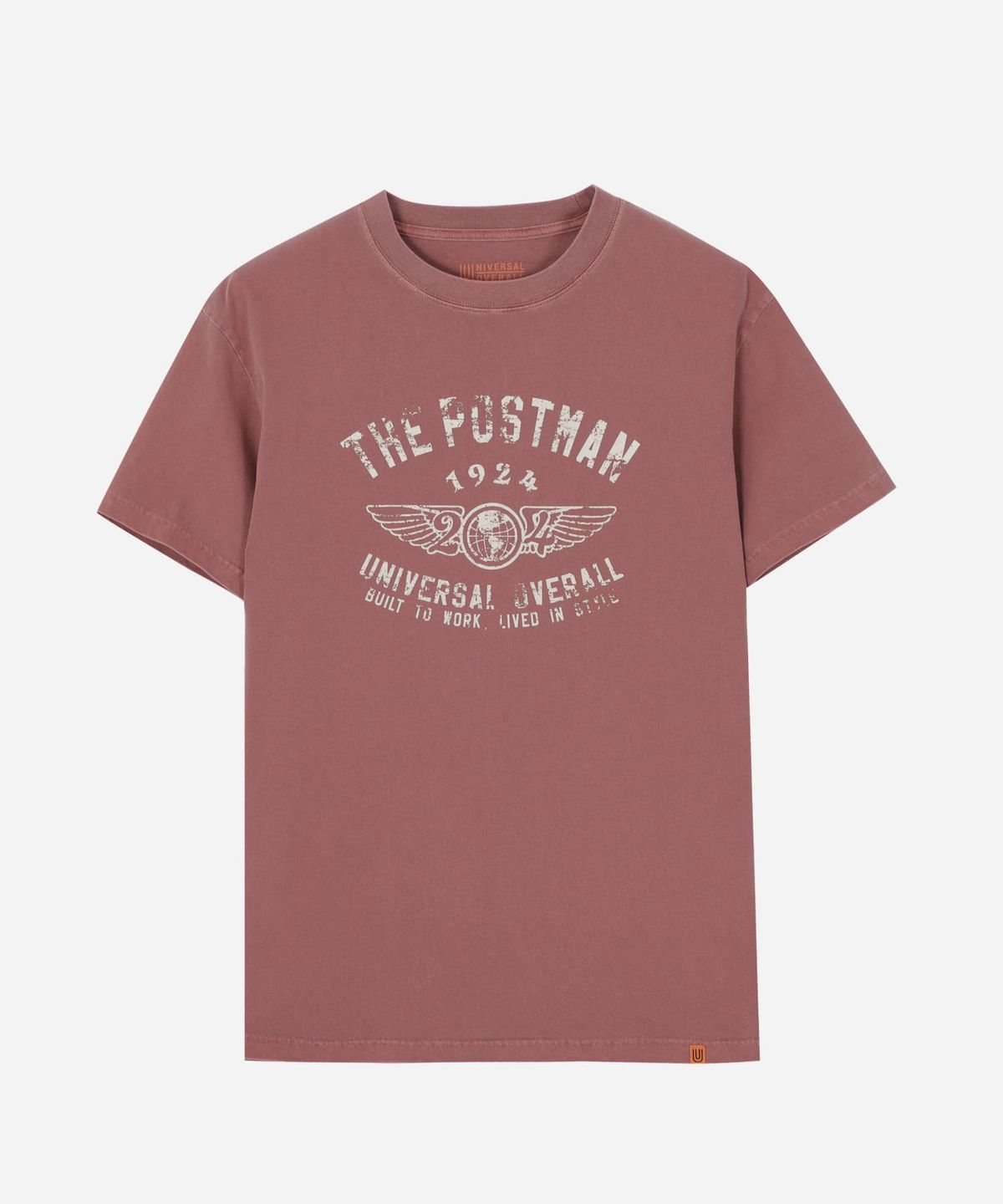 유니버셜 오버롤(UNIVERSAL OVERALL) 1924 WINGS PIGMENT T-SHIRT BURGUNDY