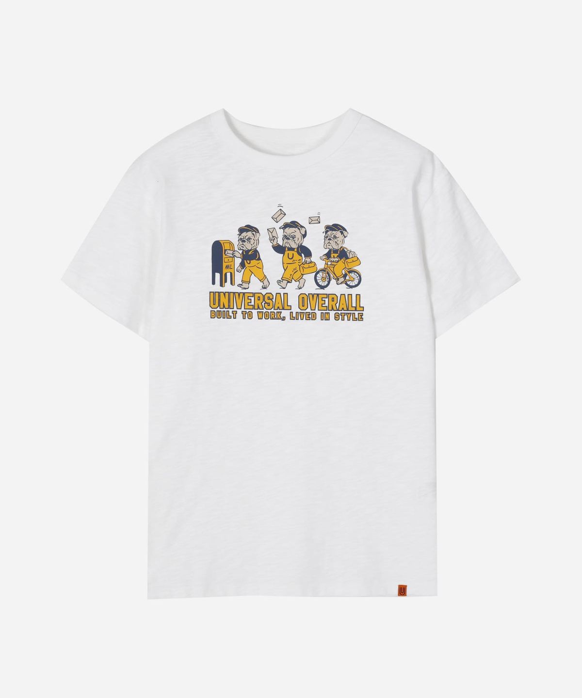 유니버셜 오버롤(UNIVERSAL OVERALL) POSTDOG GRAPHIC SLUB T-SHIRT WHITE