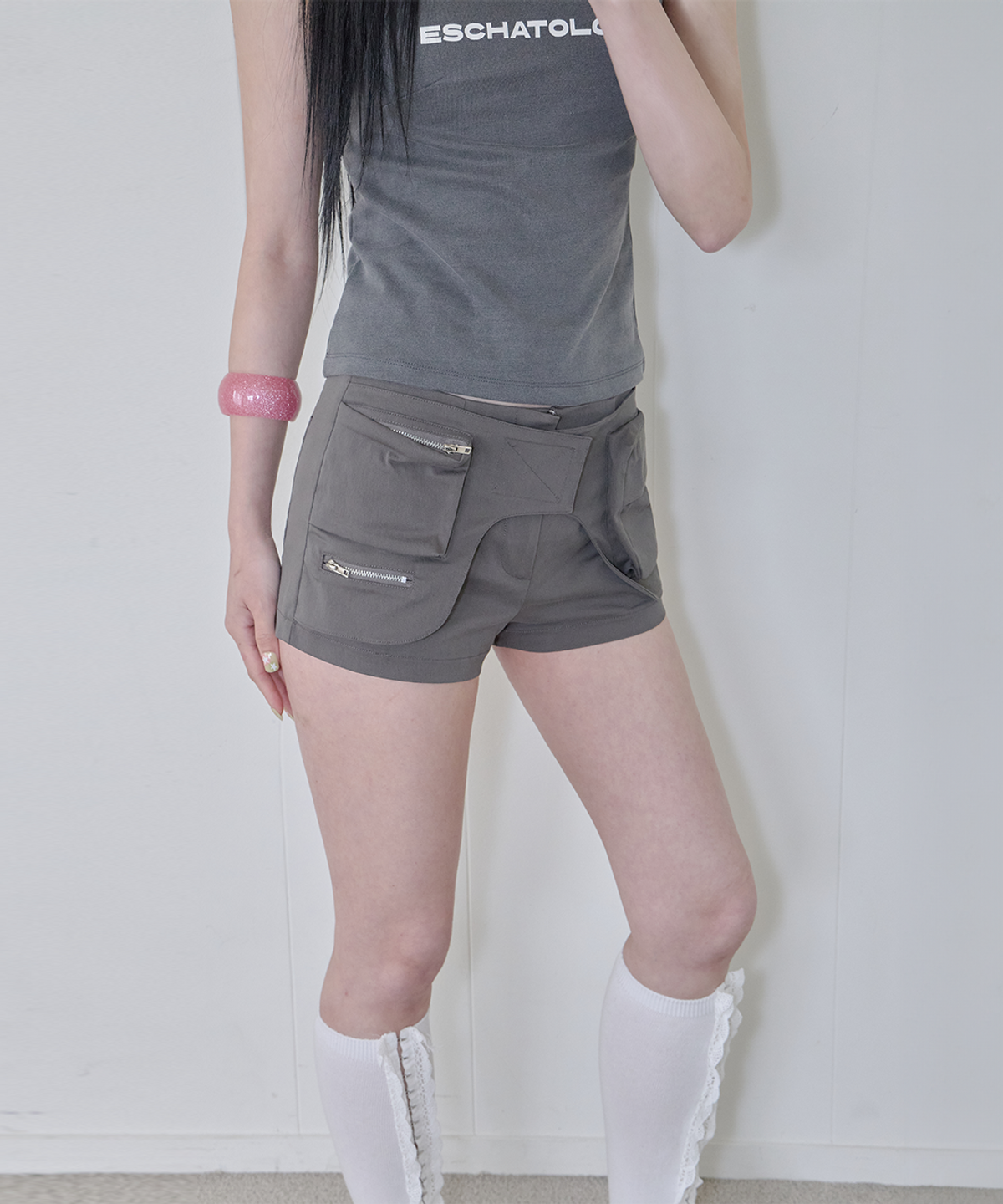 사일프레이(41PRAY) Multi-Pocket Utility  Shorts / Dark grey