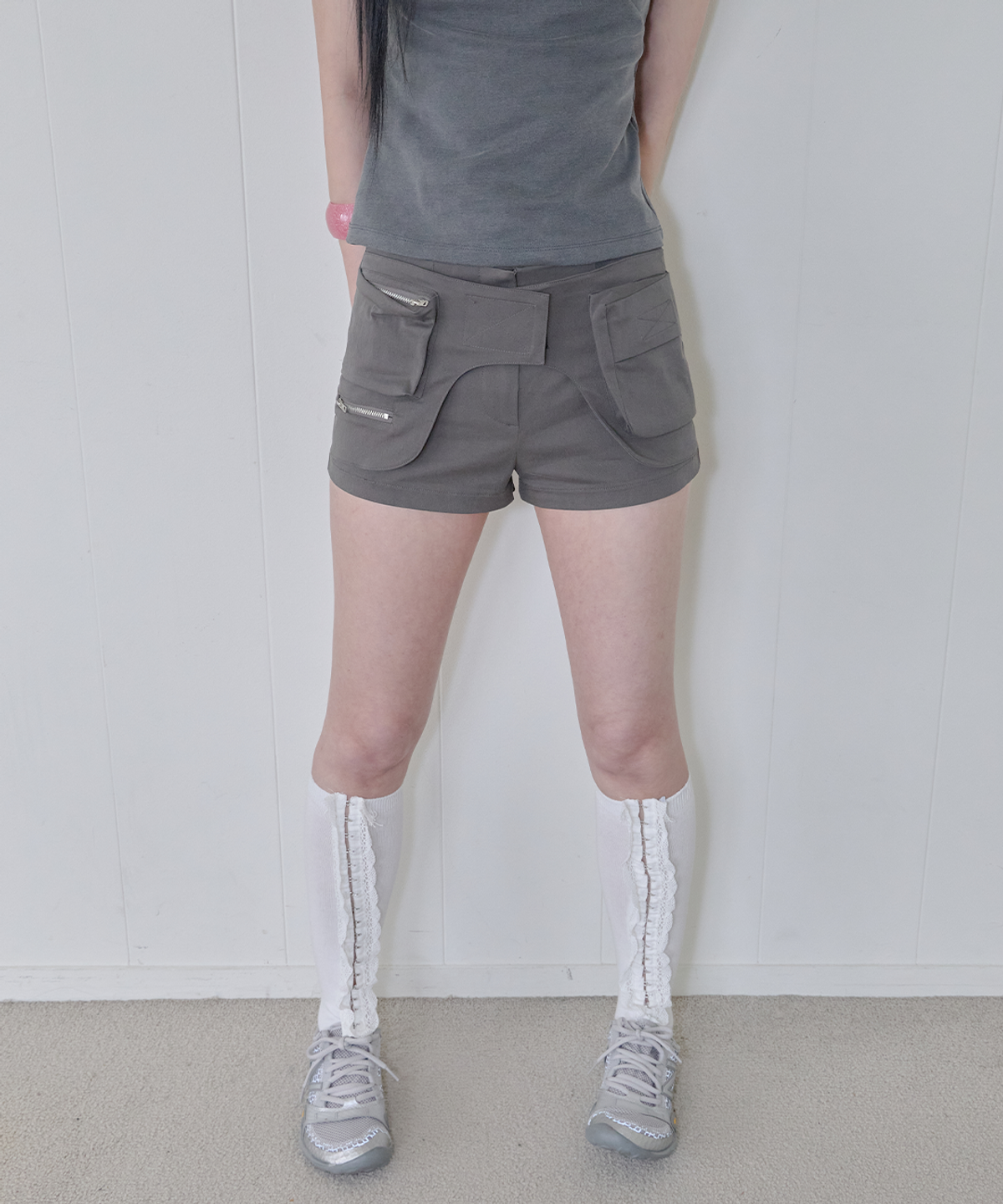 사일프레이(41PRAY) Multi-Pocket Utility  Shorts / Dark grey