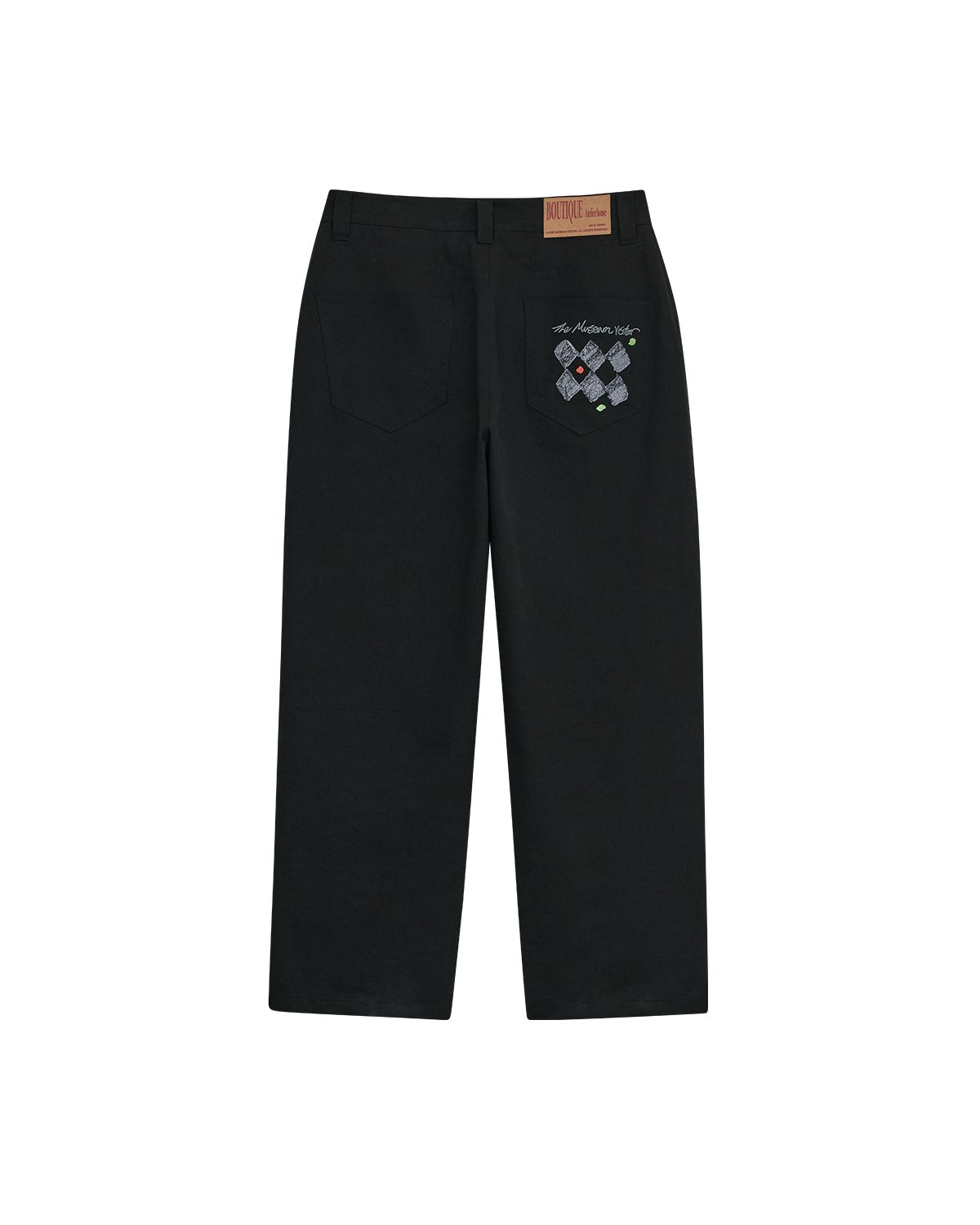 더뮤지엄비지터(THEMUSEUMVISITOR) ARGYLE EMBROIDERED REGULAR CHINO PANTS (BLACK)
