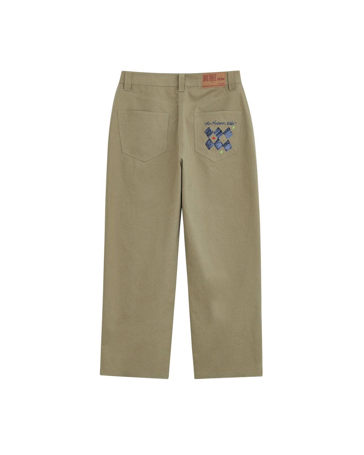 더뮤지엄비지터(THEMUSEUMVISITOR) ARGYLE EMBROIDERED REGULAR CHINO PANTS (BEIGE)