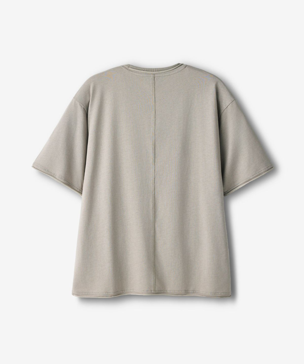 이코르(ECORR) [UNISEX] 레이어드 절개 크롭 반팔 티셔츠_샌드그레이