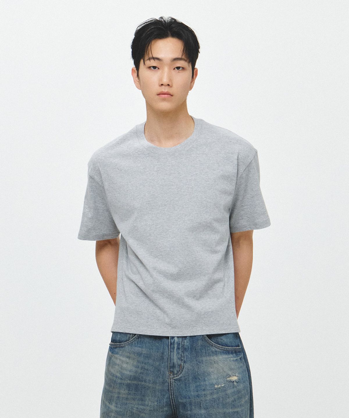 이코르(ECORR) 데일리 크롭 무지 반팔 티셔츠 : 5COLOR