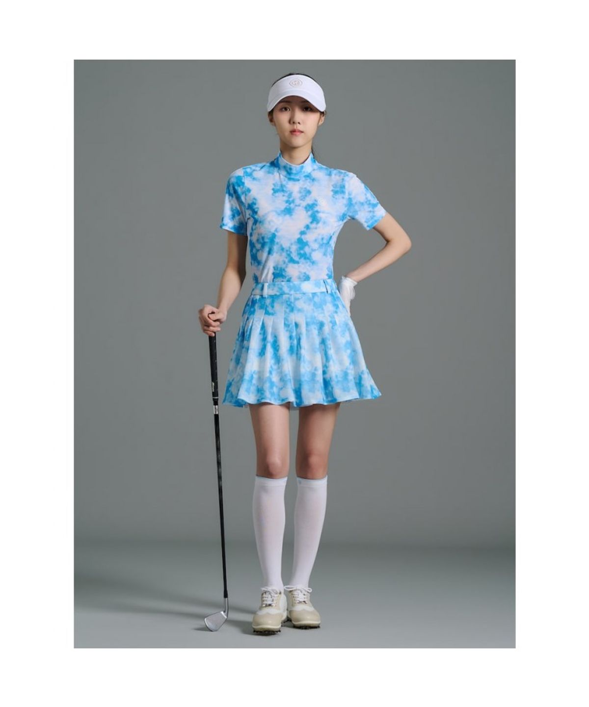 빈폴골프(BEANPOLE GOLF) [B_under] 여성 클라우디 패턴 플레어 큐롯 - 스카이 블루