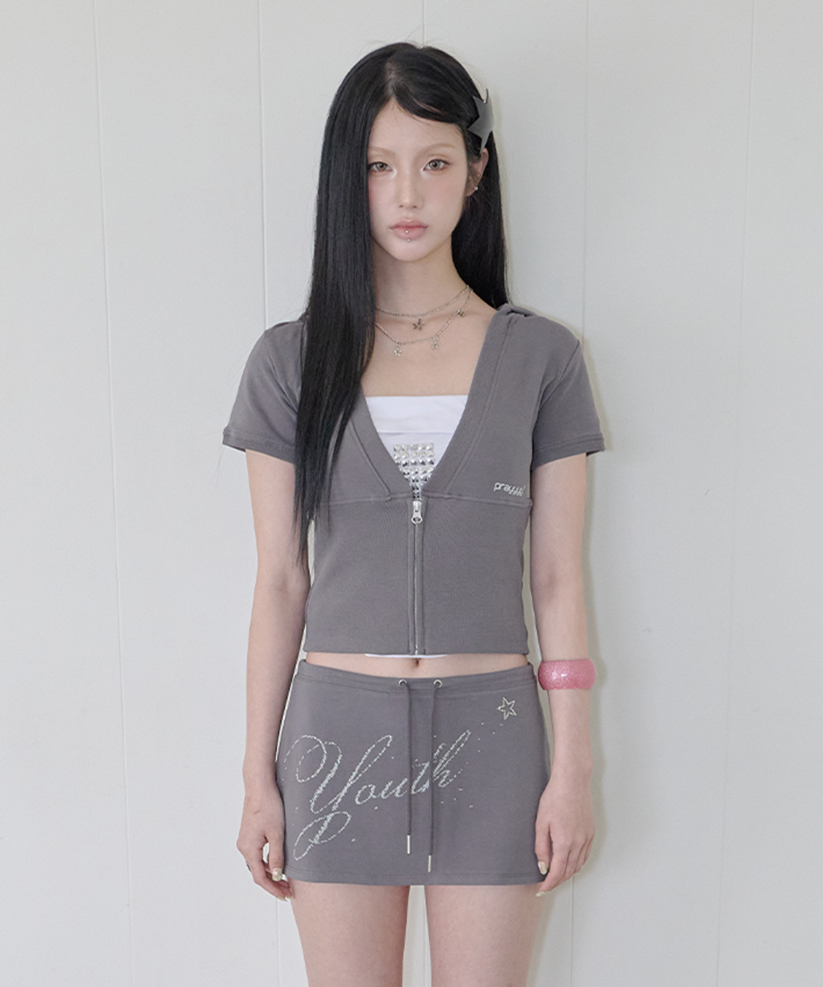 사일프레이(41PRAY) Youth Graphic Skirt / Charcoal