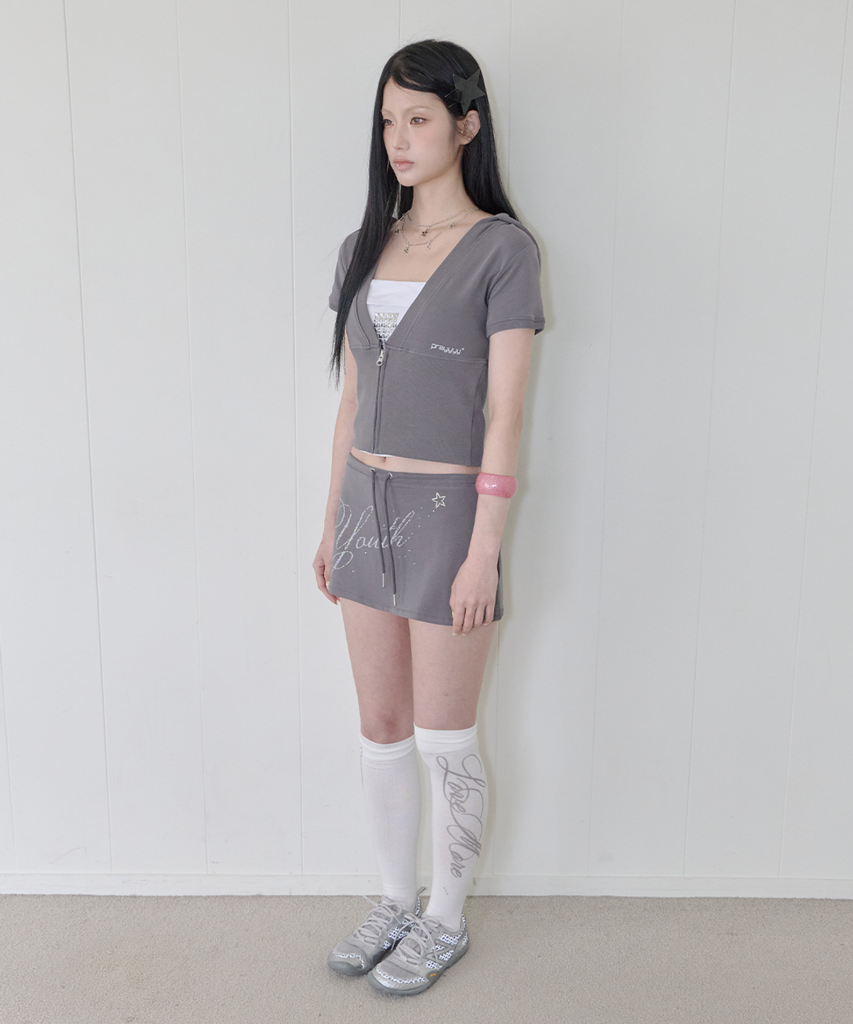 사일프레이(41PRAY) Youth Graphic Skirt / Charcoal