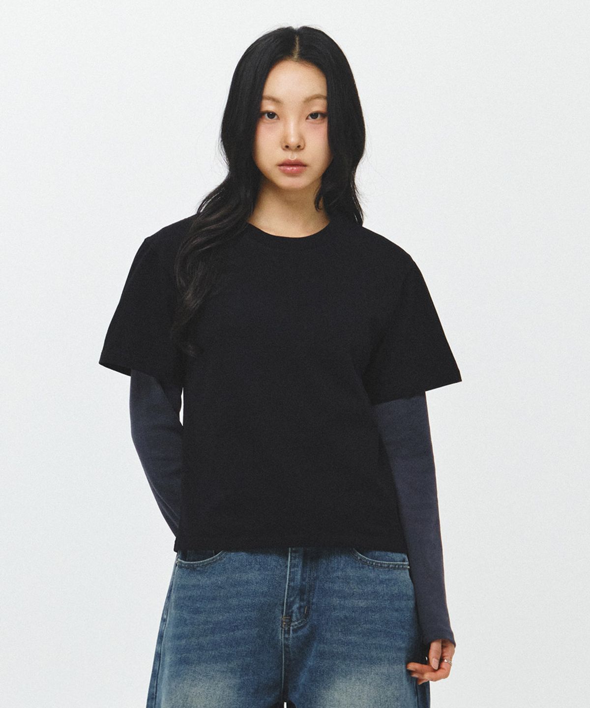이코르(ECORR) [2PACK] 데일리 크롭 무지 반팔 티셔츠 : 5COLOR
