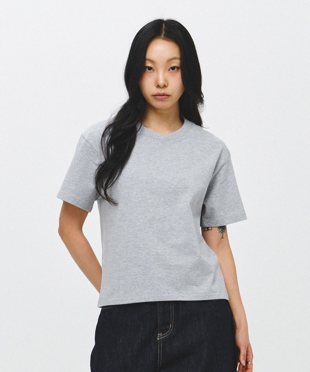 이코르(ECORR) [2PACK] 데일리 크롭 무지 반팔 티셔츠 : 5COLOR