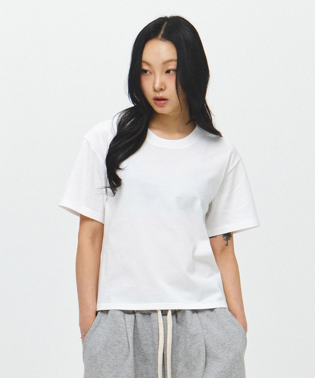 이코르(ECORR) [2PACK] 데일리 크롭 무지 반팔 티셔츠 : 5COLOR