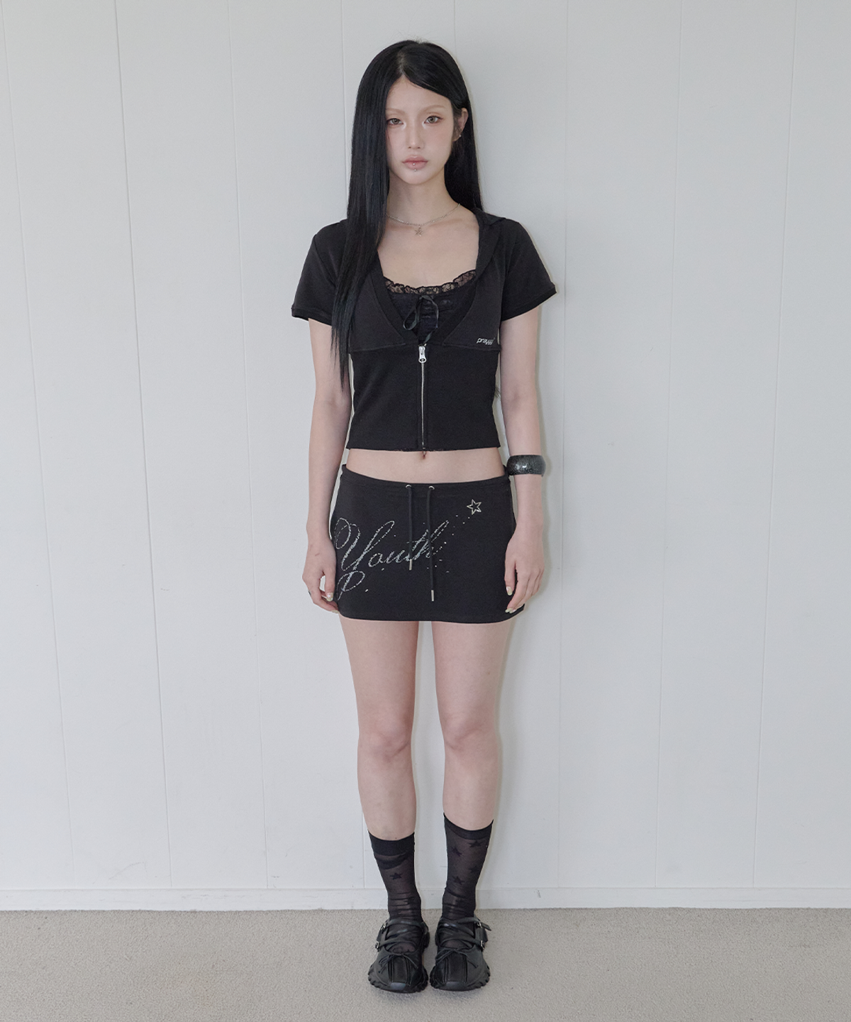사일프레이(41PRAY) Youth Graphic Skirt / Black