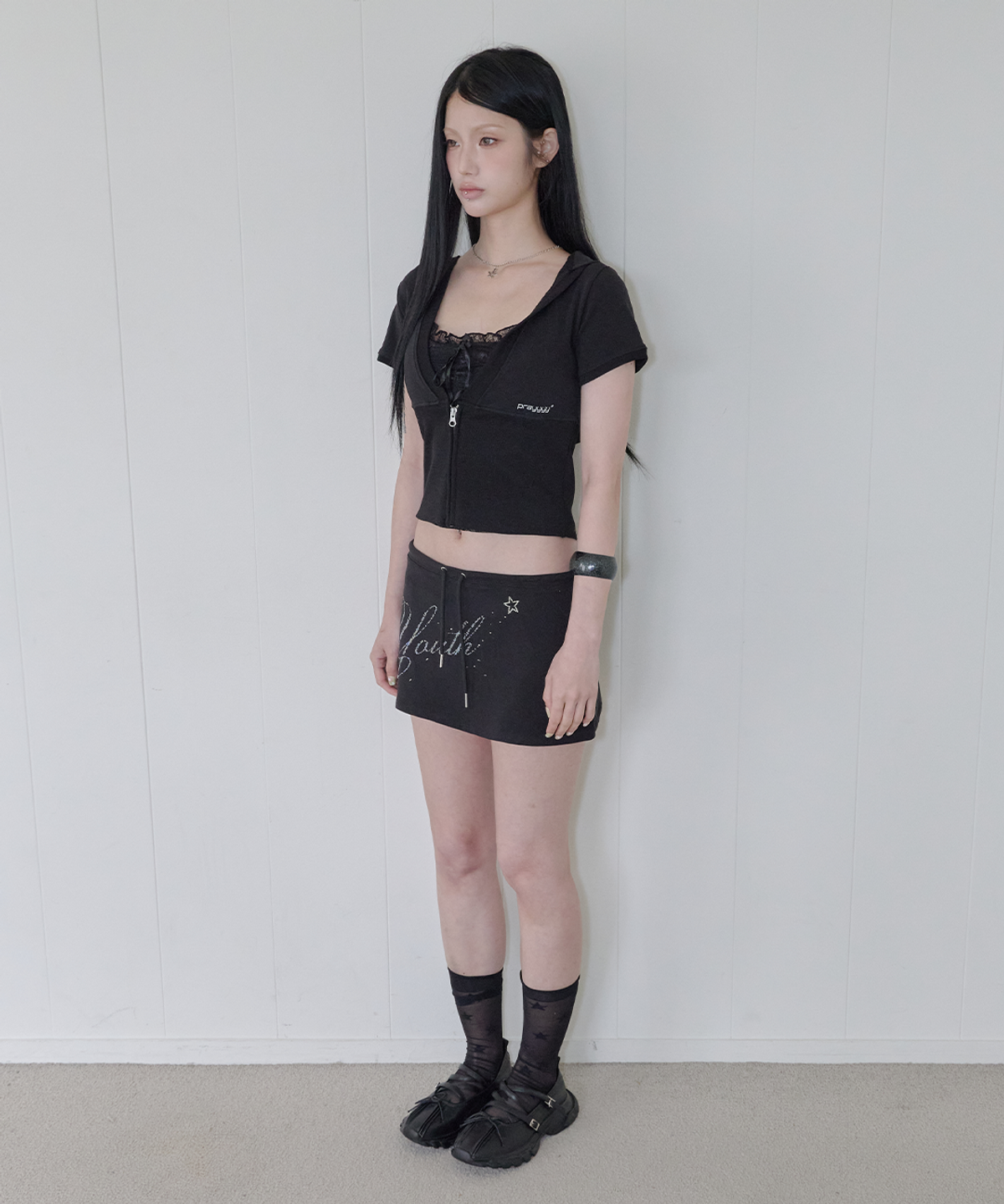 사일프레이(41PRAY) Youth Graphic Skirt / Black