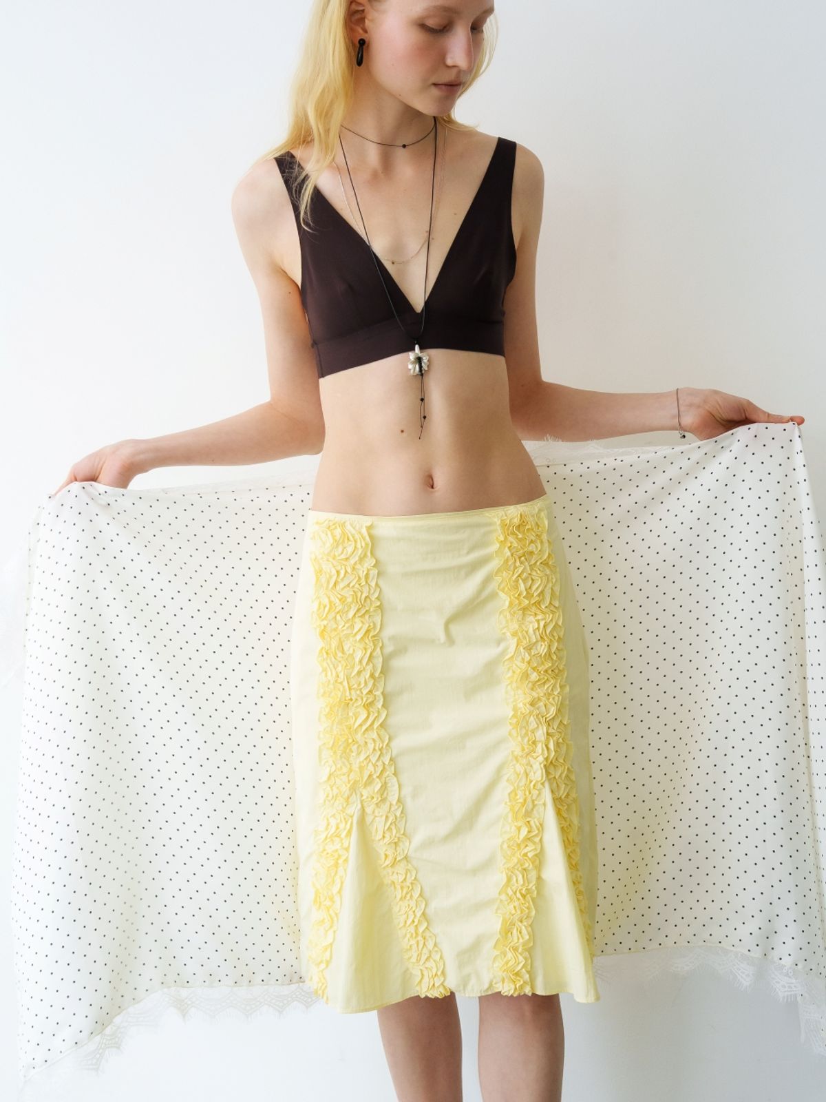 러브미몬스터(LOVE ME MONSTER) Lace Dot Satin Wrap Skirt_2COL (L261MSK010)