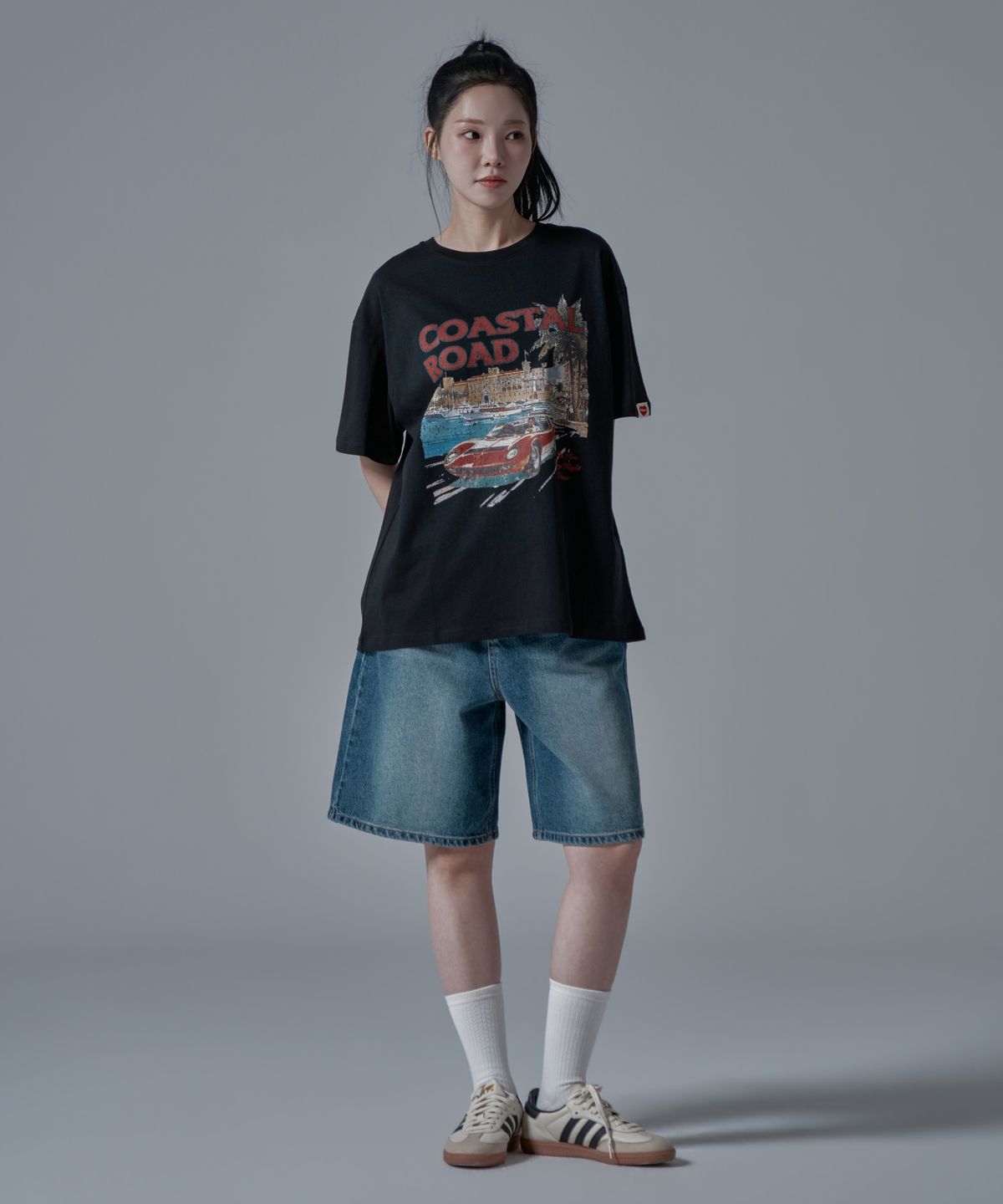 와르 포 우먼(WAARFORWOMAN) W1136 데님 숏팬츠_진청